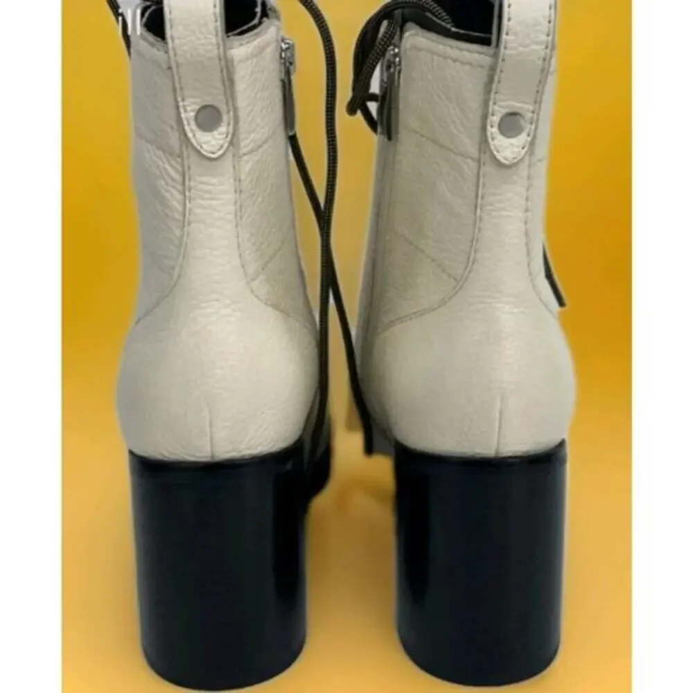 PAIGE Christie Chunky Leather Booties Boots in Bone size 10 NWB New Excellent - Picture 4 of 6